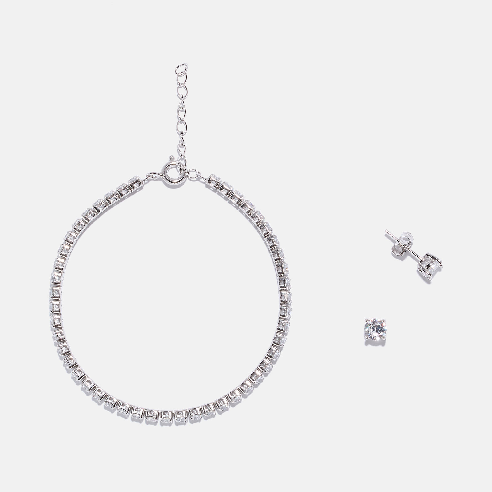 Set äkta silver, armband & örhängen