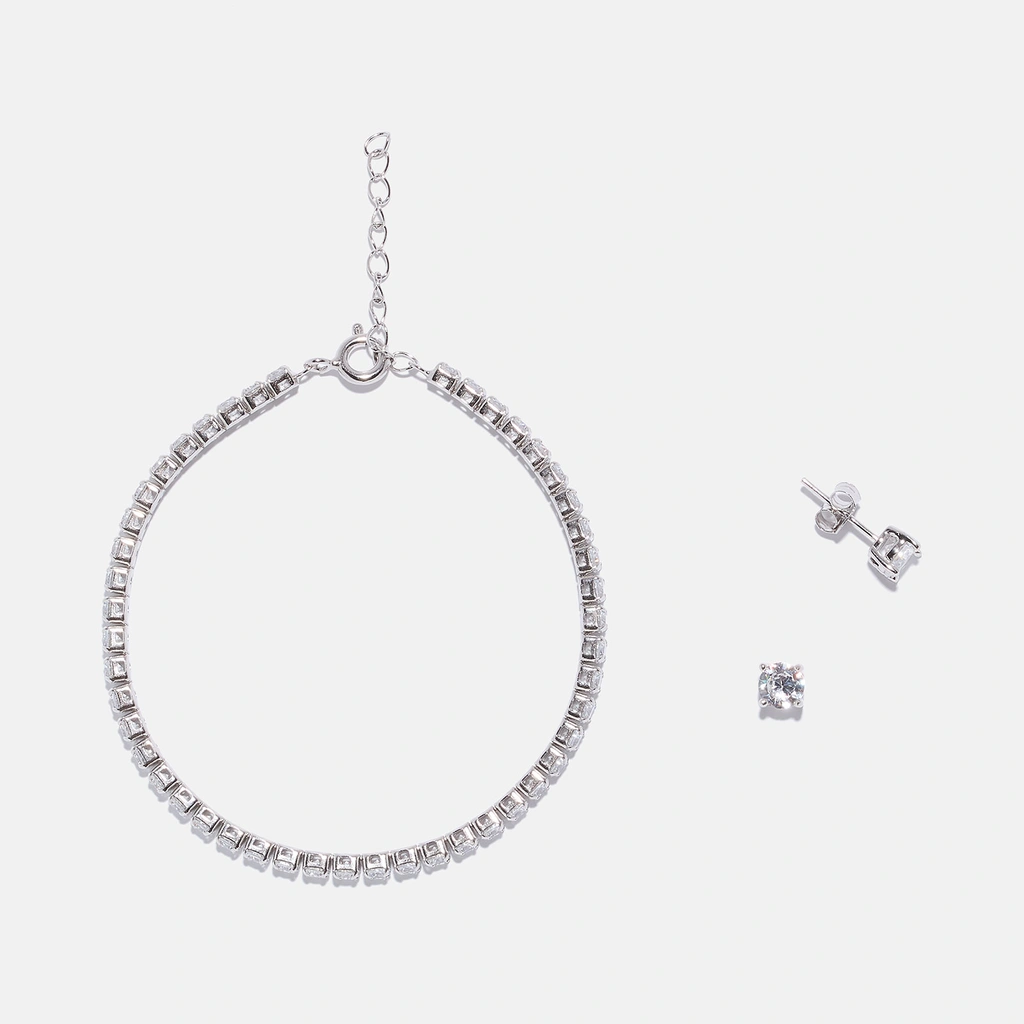 Set äkta silver, armband & örhängen