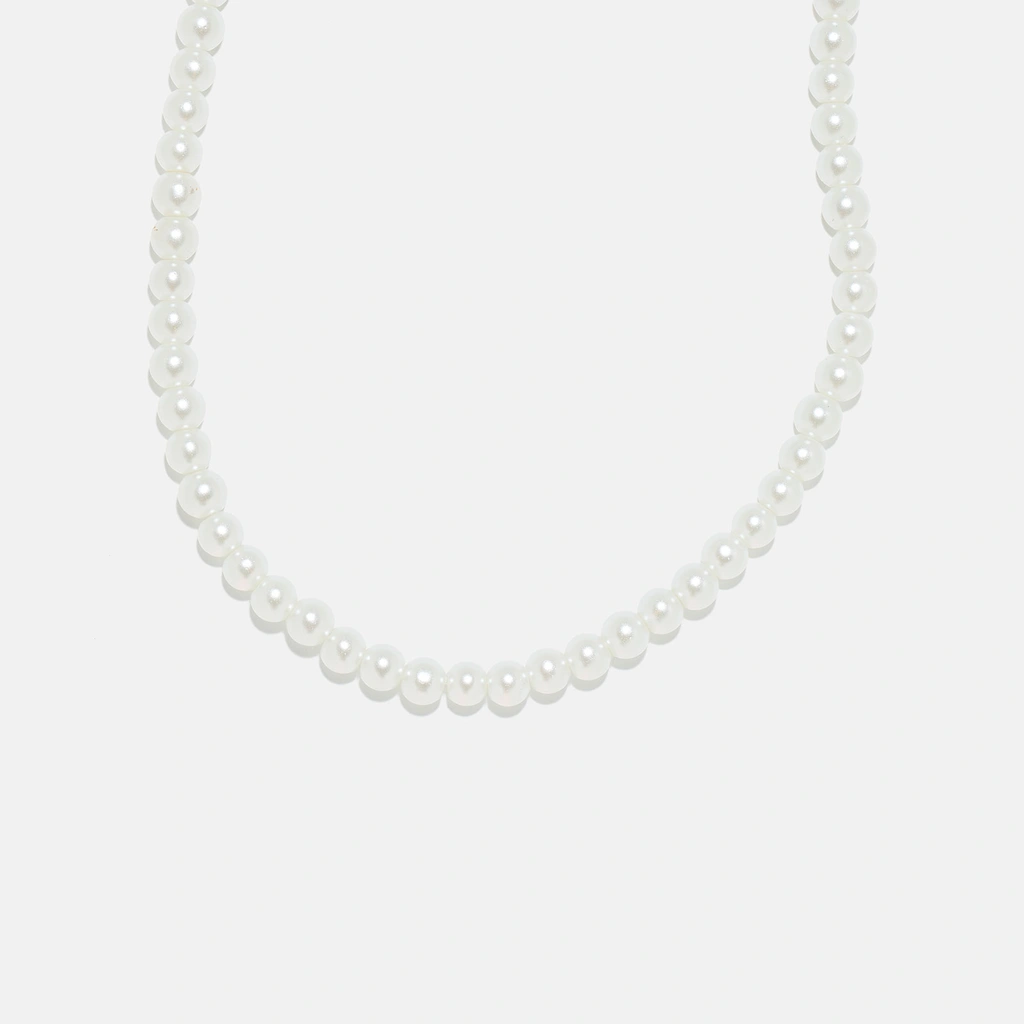 Pärlhalsband - vita pärlor, 40+6cm