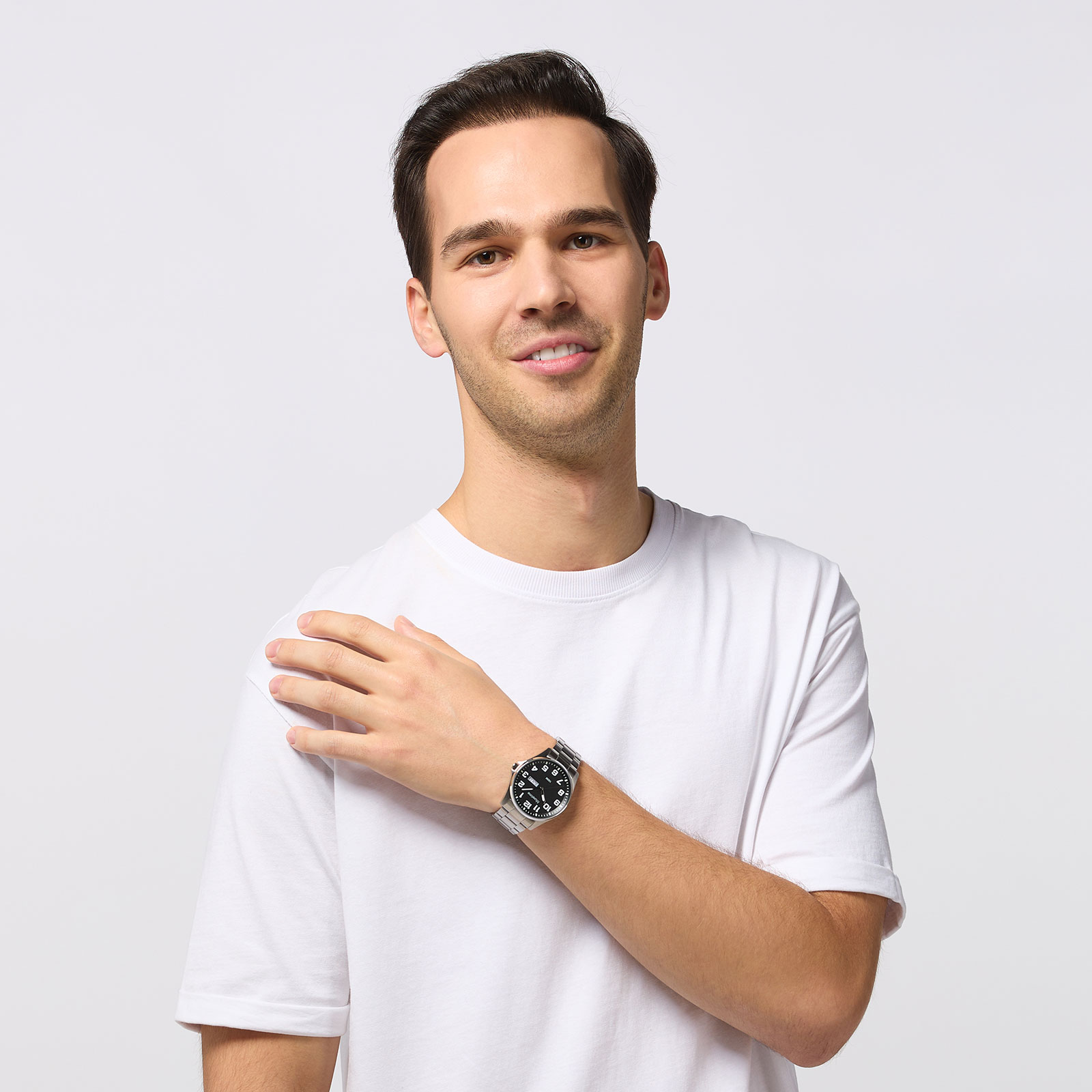 Moretime herrklocka - metallband, silver/svart, 42 mm