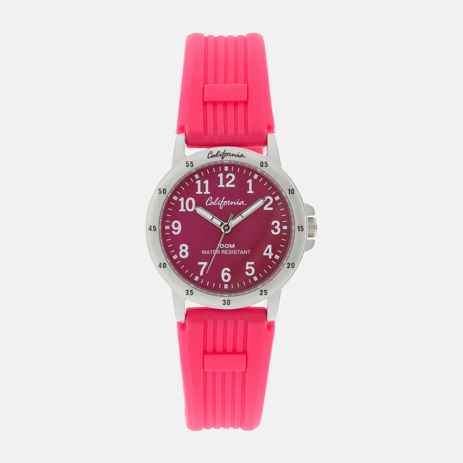 California barnklocka - gummiband, rosa, 28 mm