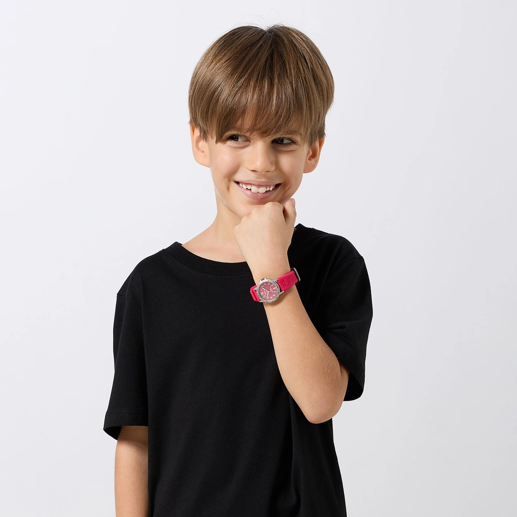 California barnklocka - gummiband, rosa, 28 mm