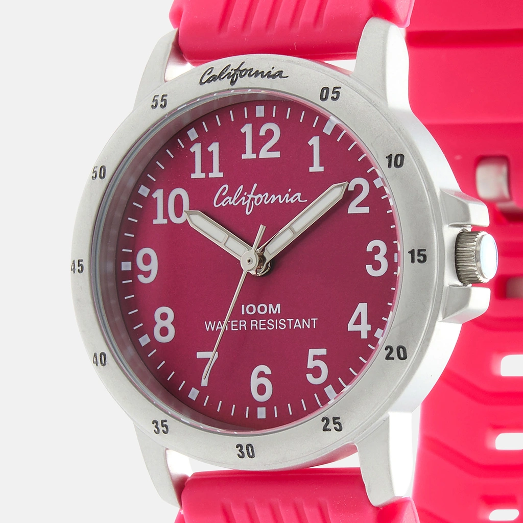 California barnklocka - gummiband, rosa, 28 mm