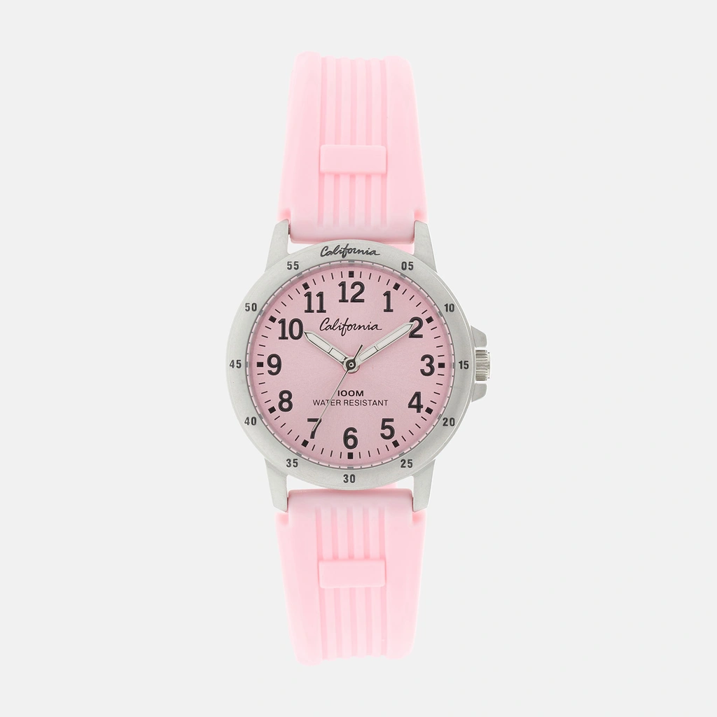 California barnklocka - gummiband, rosa, 28 mm