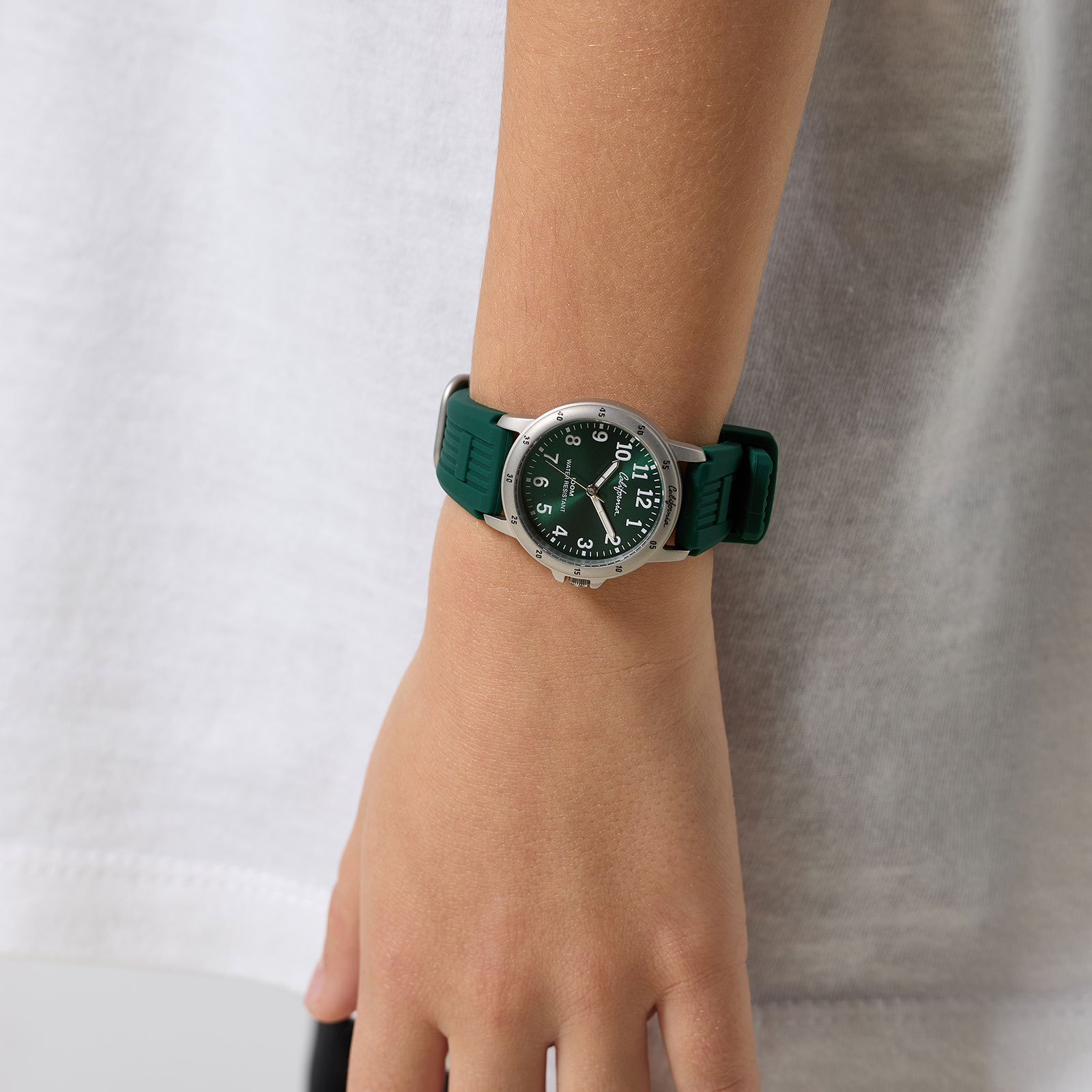 California barnklocka - gummiband, grön, 28 mm