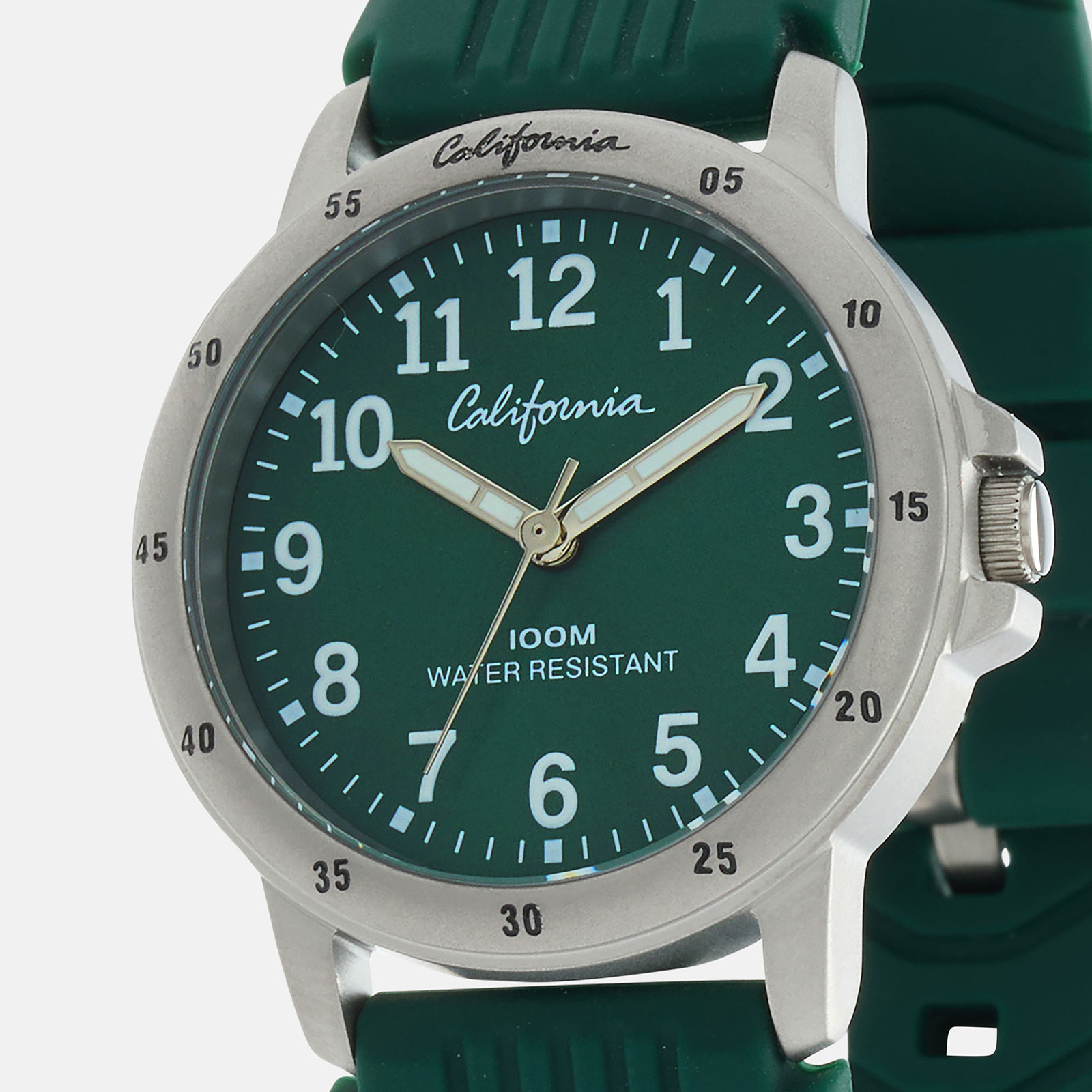 California barnklocka - gummiband, grön, 28 mm