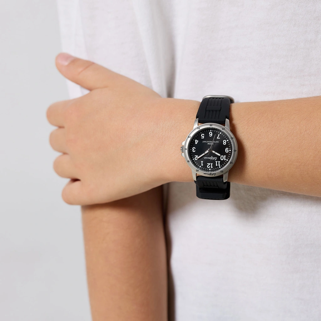 California barnklocka - gummiband, svart, 28 mm