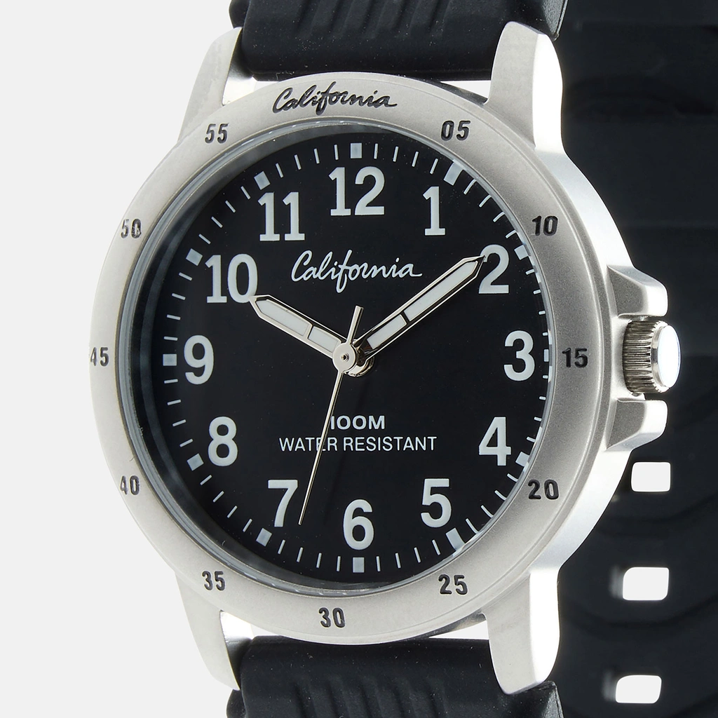 California barnklocka - gummiband, svart, 28 mm