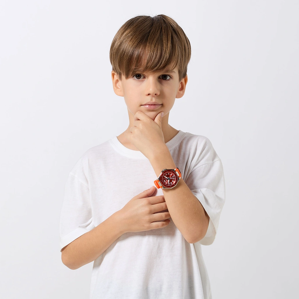 California barnklocka - gummiband, orange, 37 mm