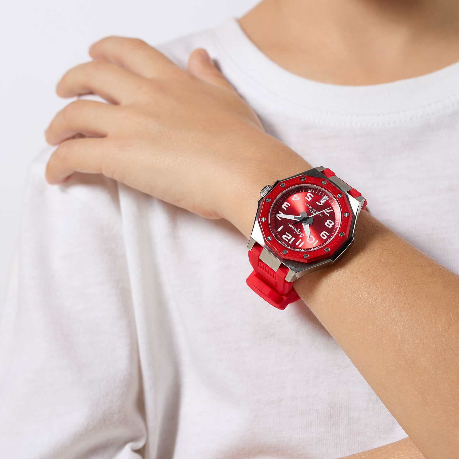 California barnklocka - gummiband, röd, 37 mm