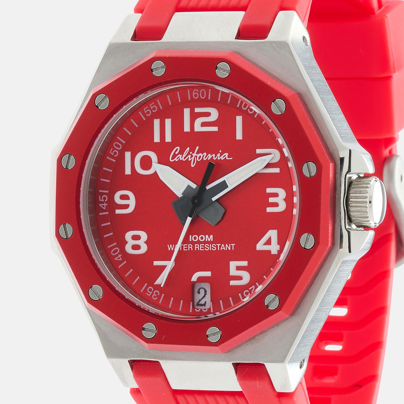 California barnklocka - gummiband, röd, 37 mm