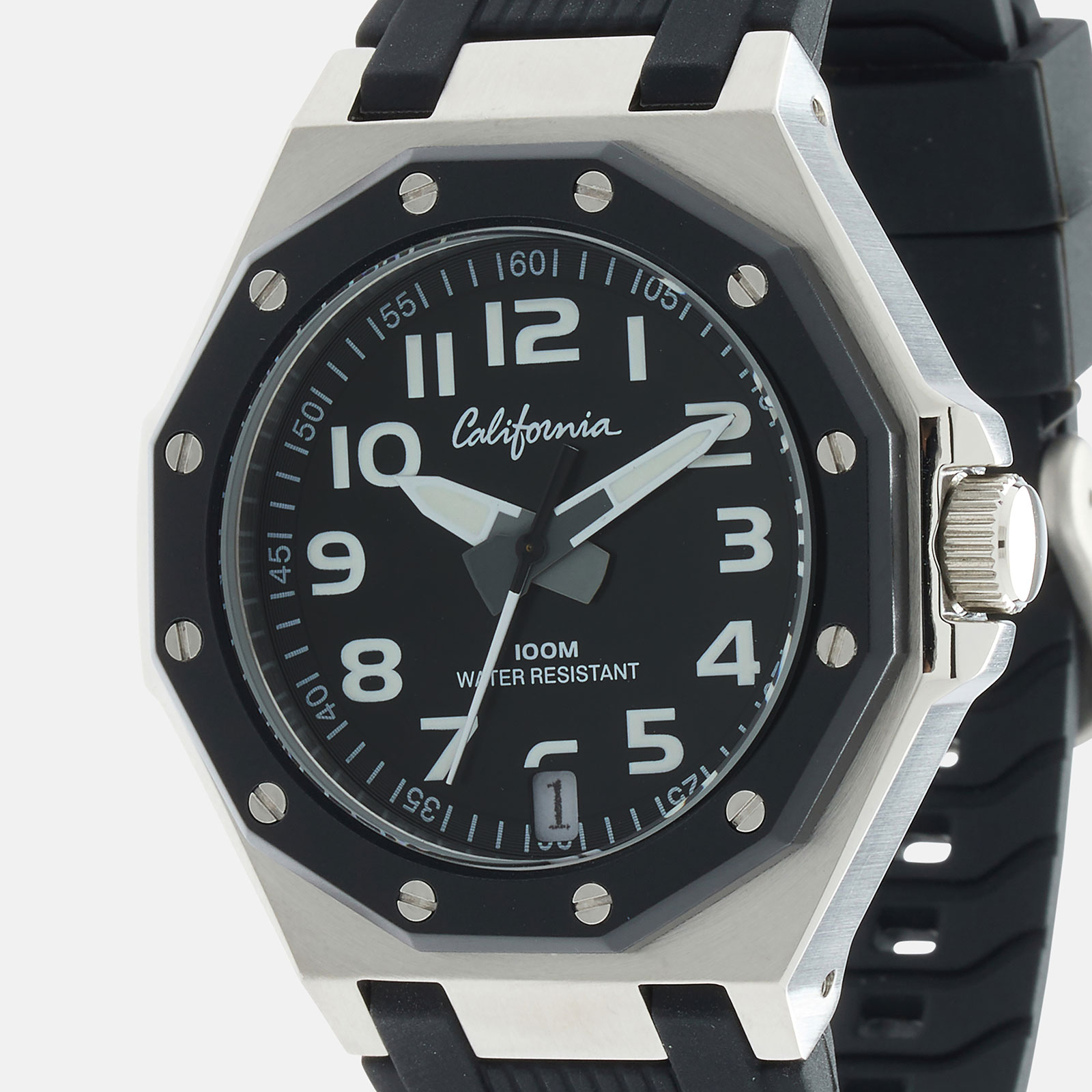 California barnklocka - gummiband, svart, 37 mm