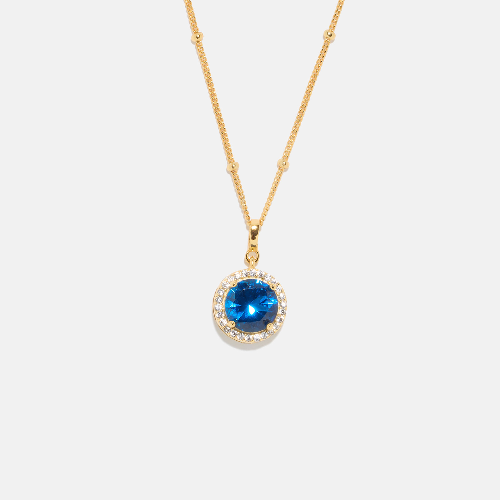 Guldpläterat halsband i äkta silver - månadsten December, 42+3cm