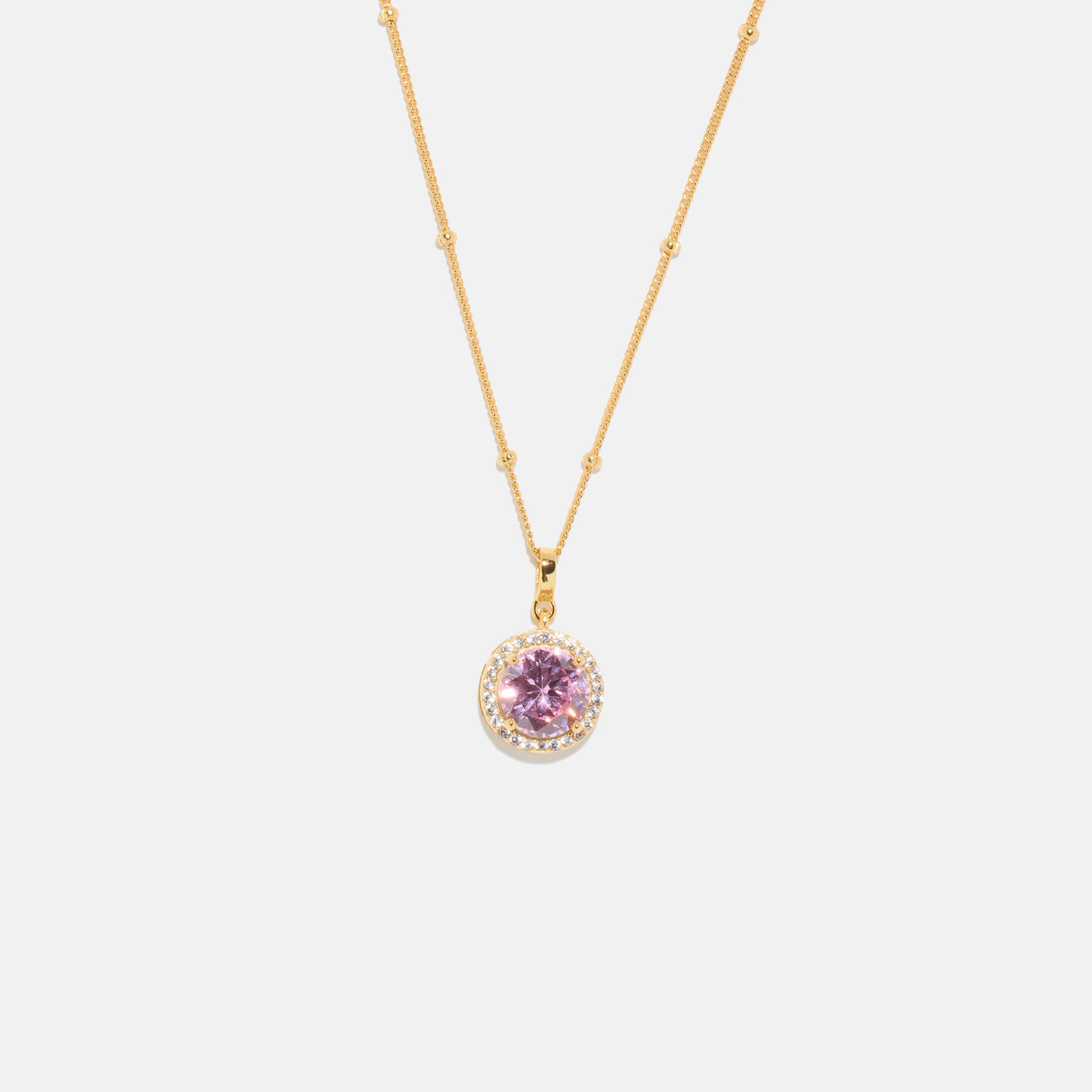 Guldpläterat halsband i äkta silver - månadsten Oktober, 42+3cm