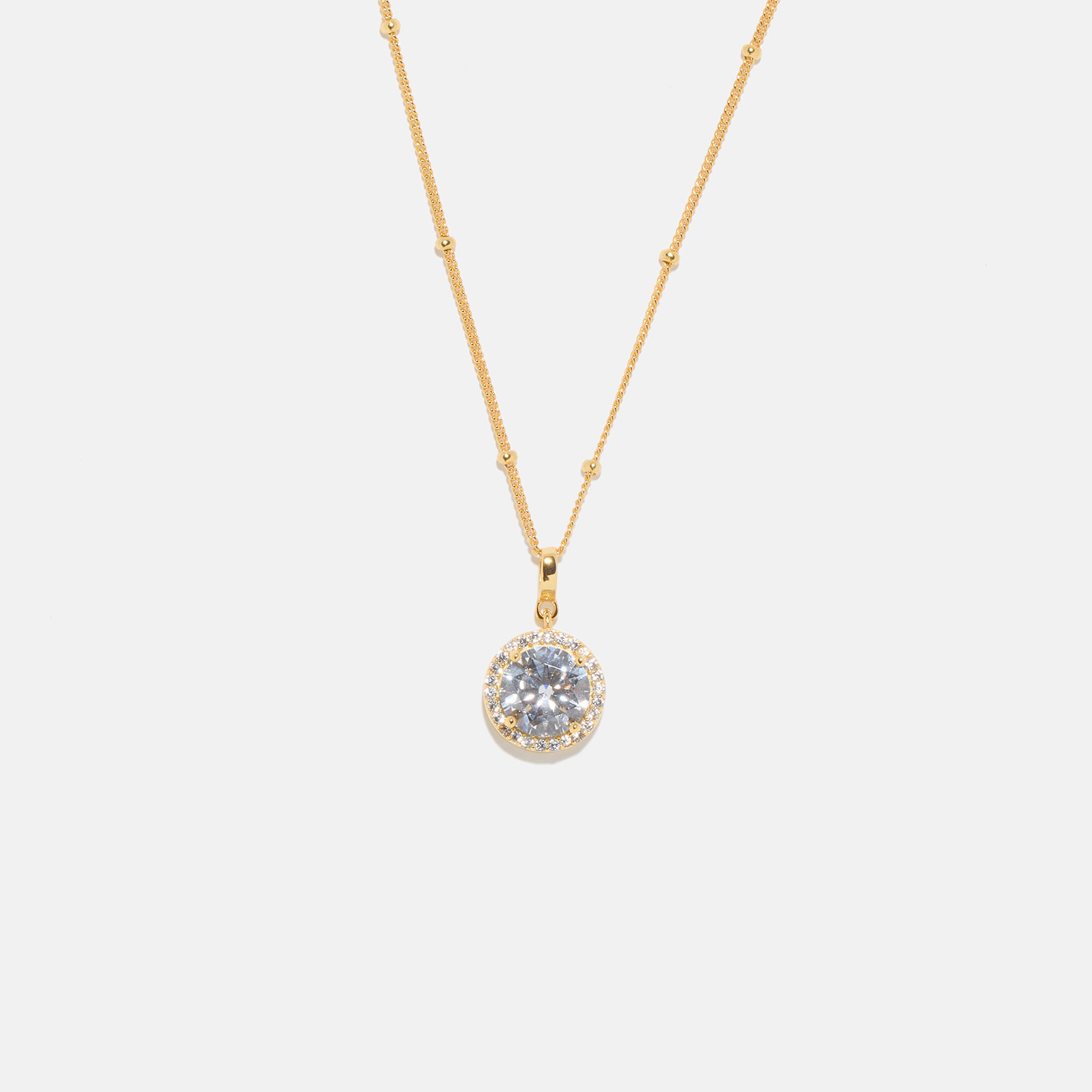 Guldpläterat halsband i äkta silver - månadsten April, 42+3cm