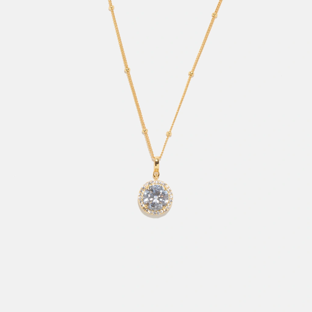 Guldpläterat halsband i äkta silver - månadsten April, 42+3cm