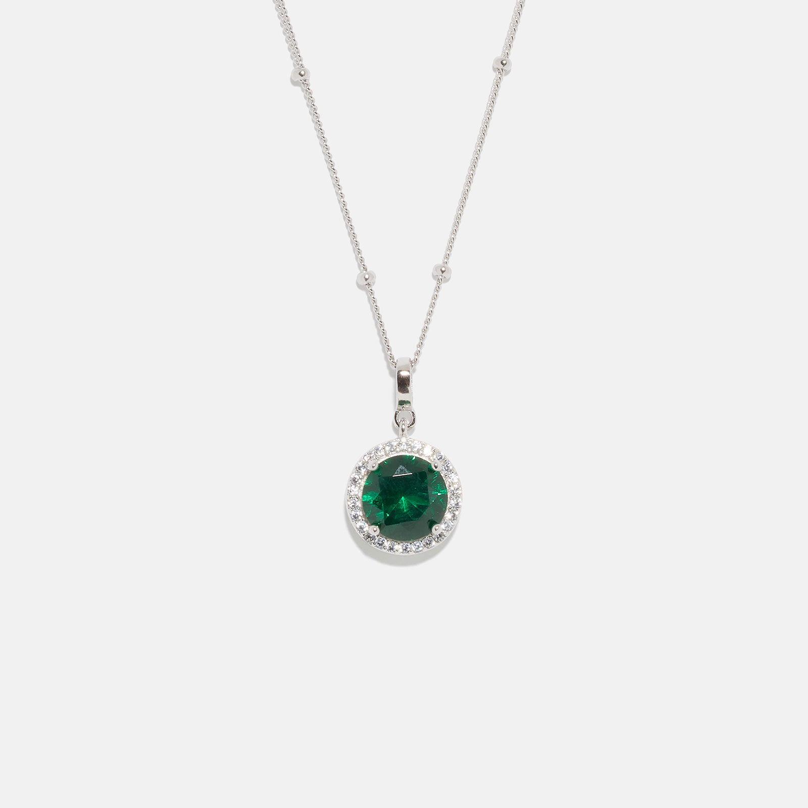 Halsband äkta silver - månadsten Maj, 42+3cm