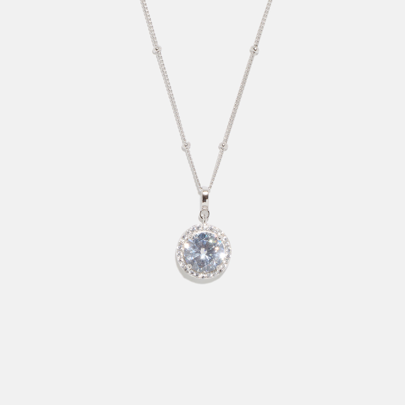 Halsband äkta silver - månadsten April, 42+3cm