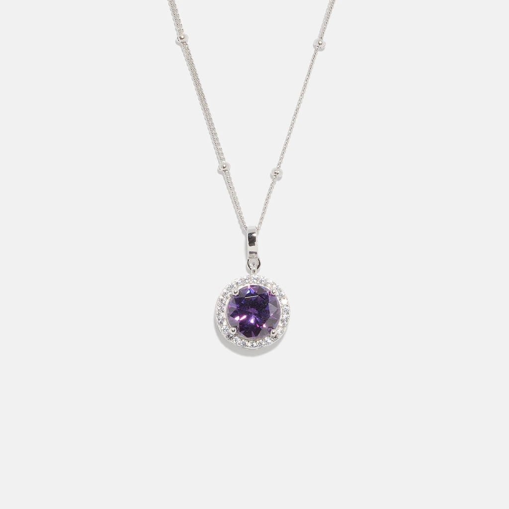 Halsband äkta silver - månadsten Februari, 42+3cm