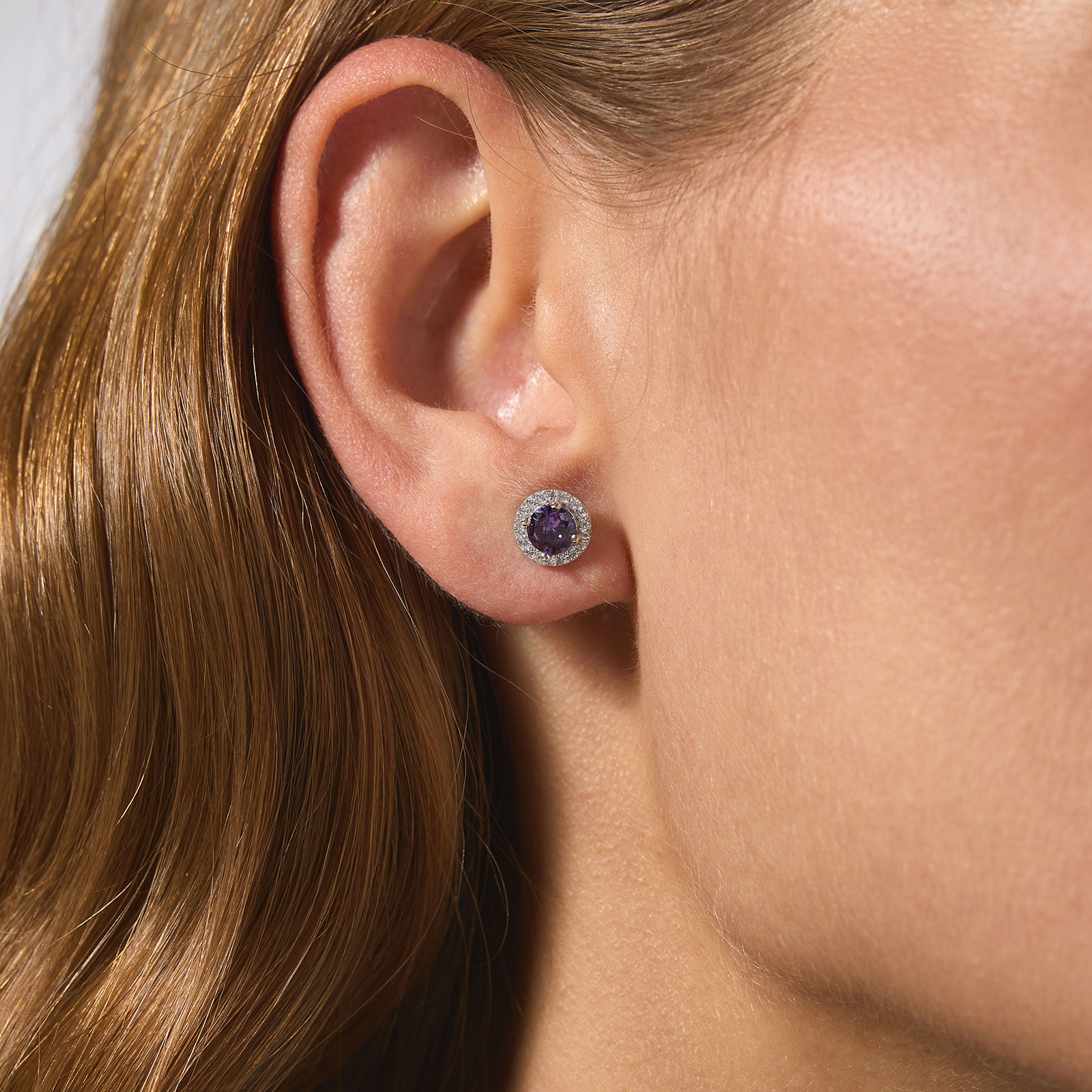 Örhängen äkta silver, månadsten Februari