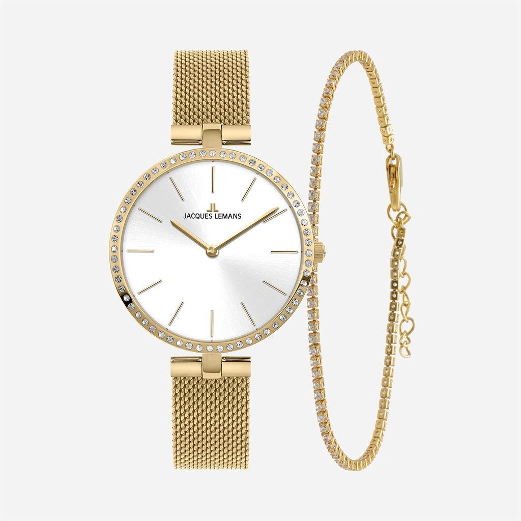 Jacques Lemans Milano - dam, presentset, guldton, 34mm
