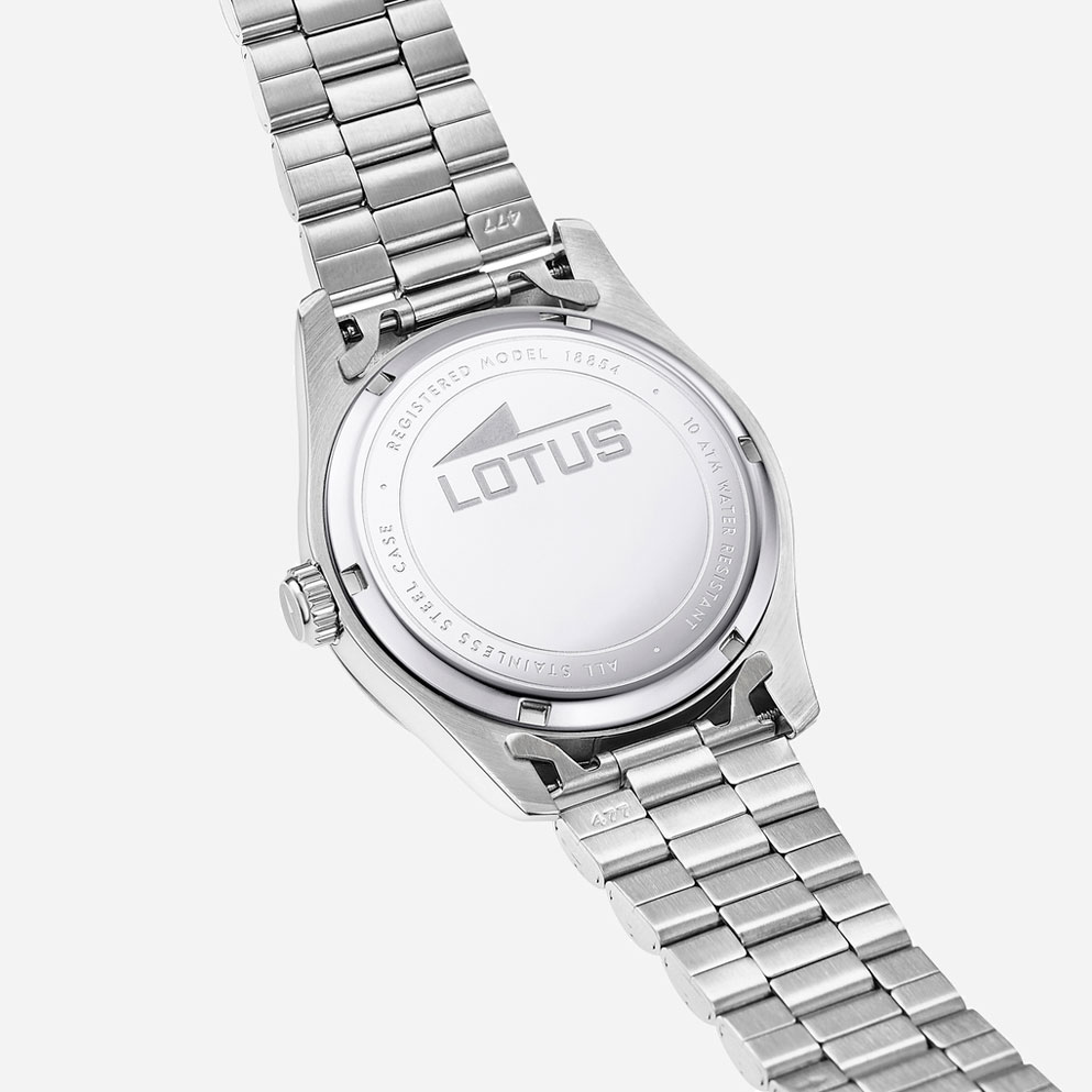 Lotus herrklocka -  dag/datum, stål/blå, 41,5 mm