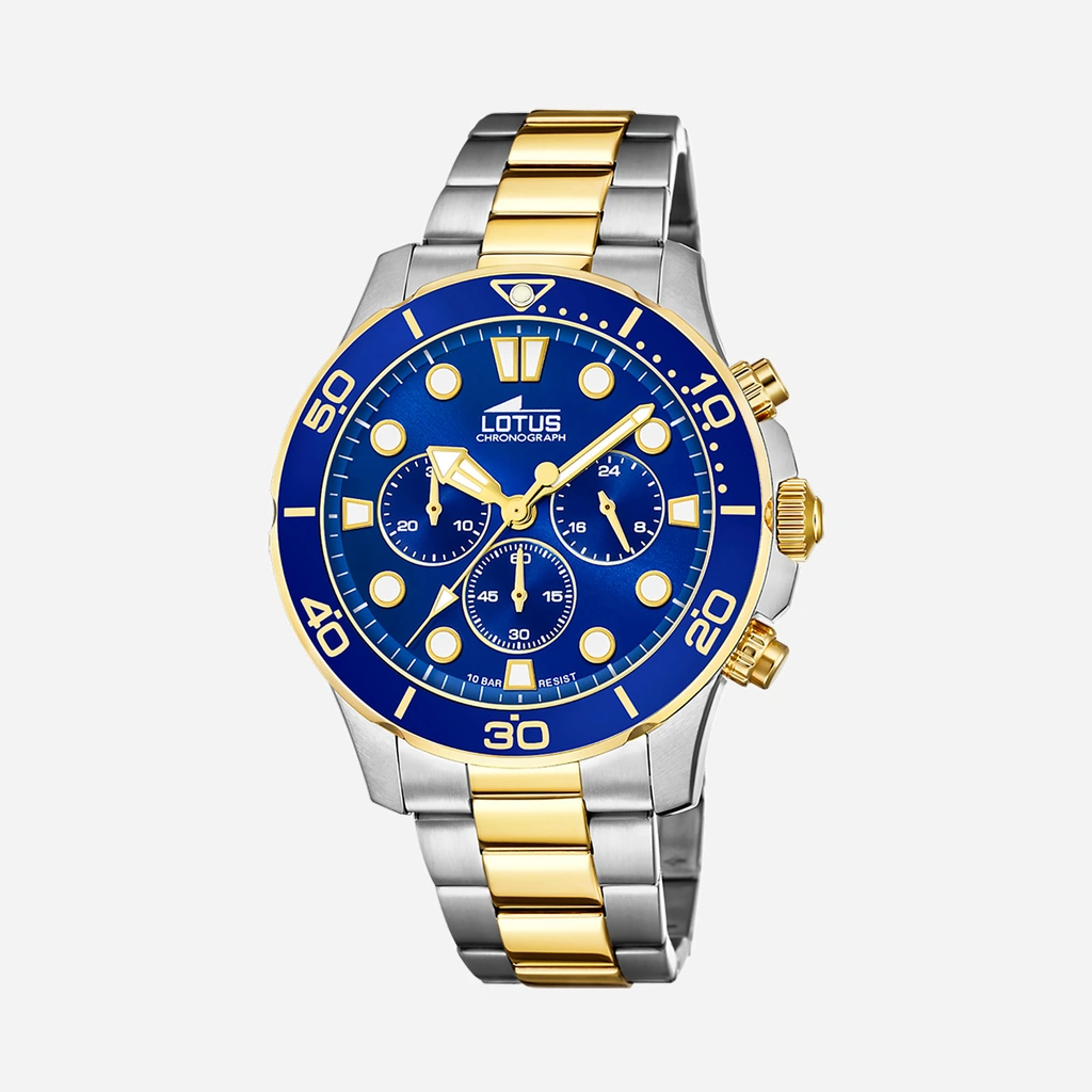 Lotus herrklocka - kronograf, bicolor/blå, 44,5 mm