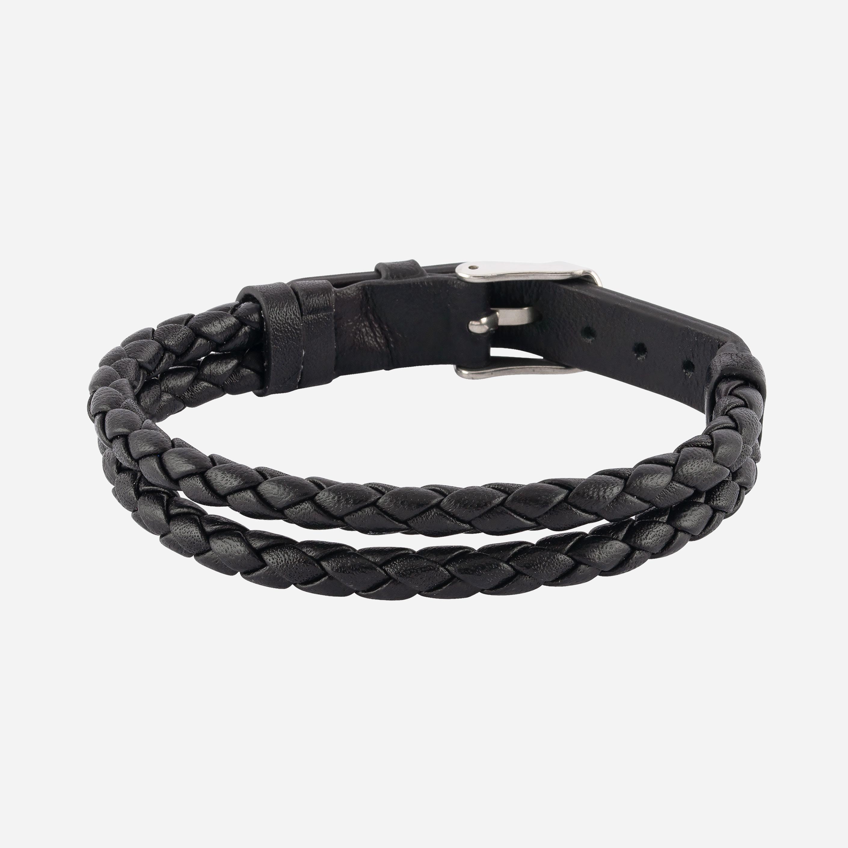 Armband herr läder & stål - svart