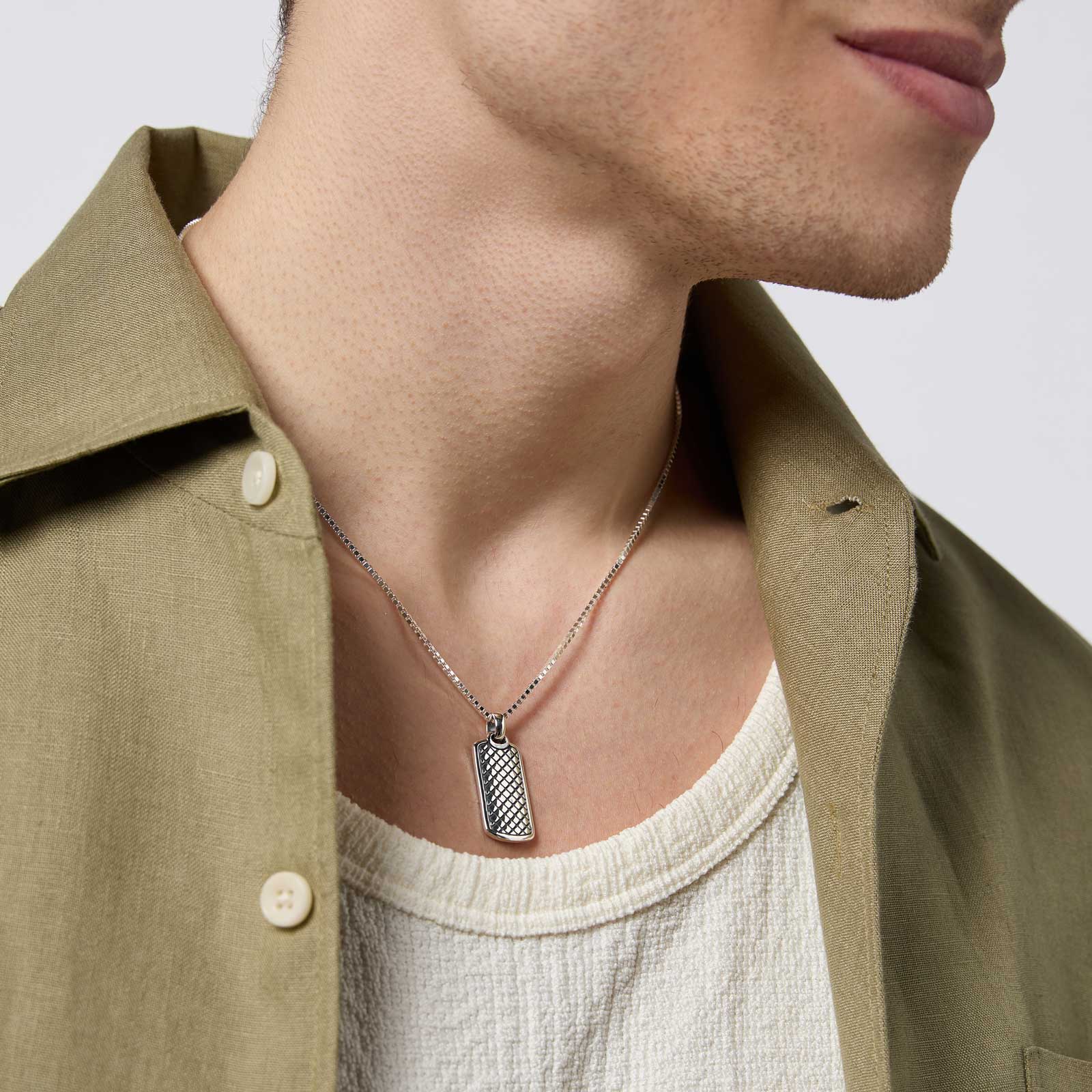 Silverhalsband herr - dogtag 55+5 cm