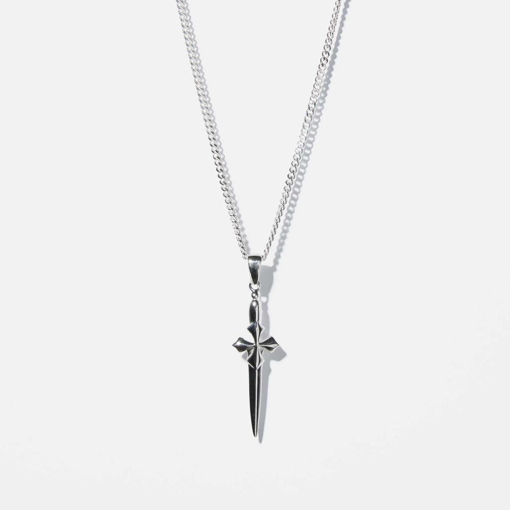 Silverhalsband herr - svärd 55+5 cm