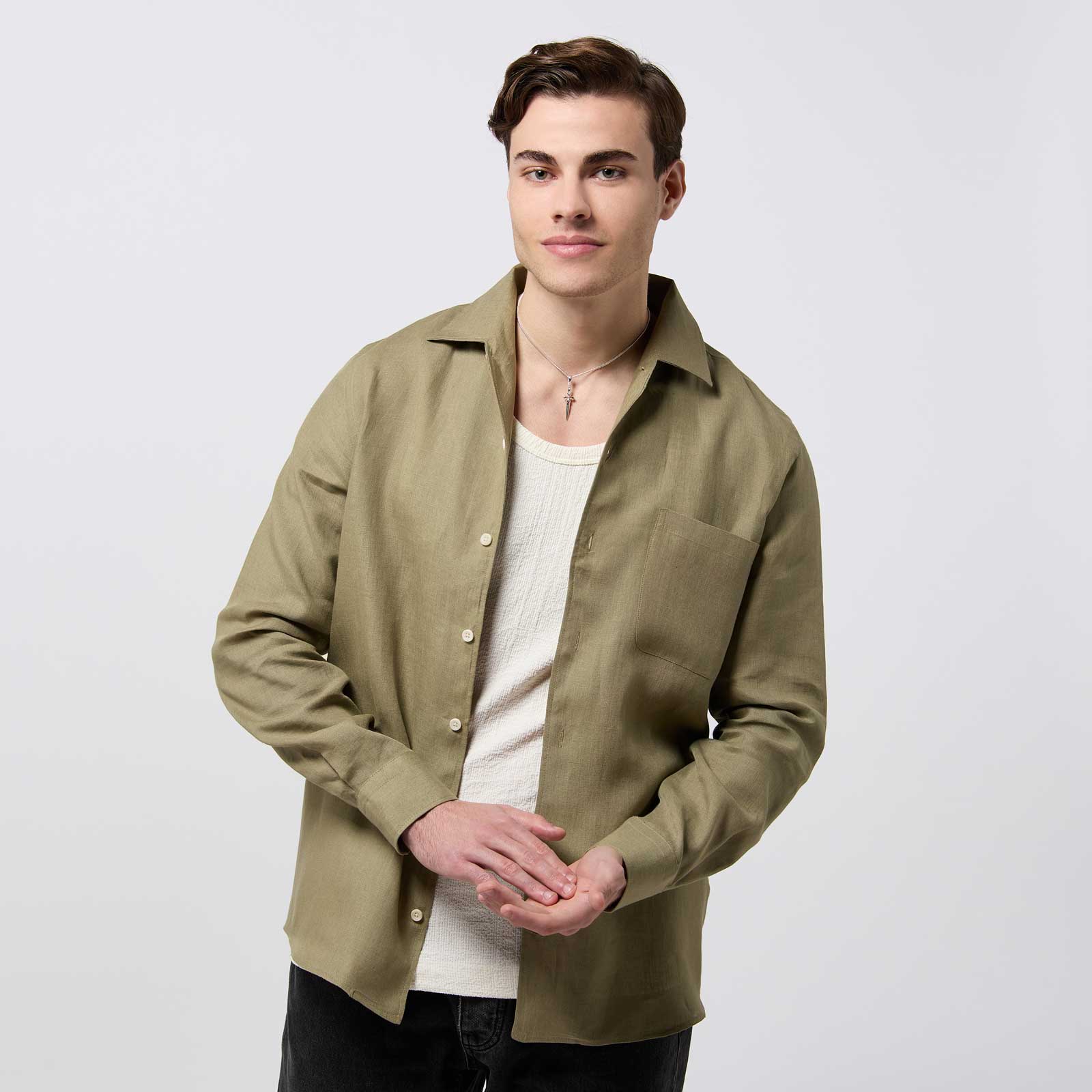 Silverhalsband herr - svärd 55+5 cm