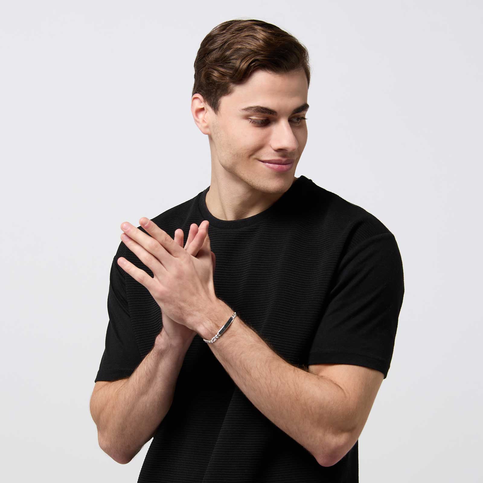 Silverarmband herr kedja & gravyrbricka 6 mm