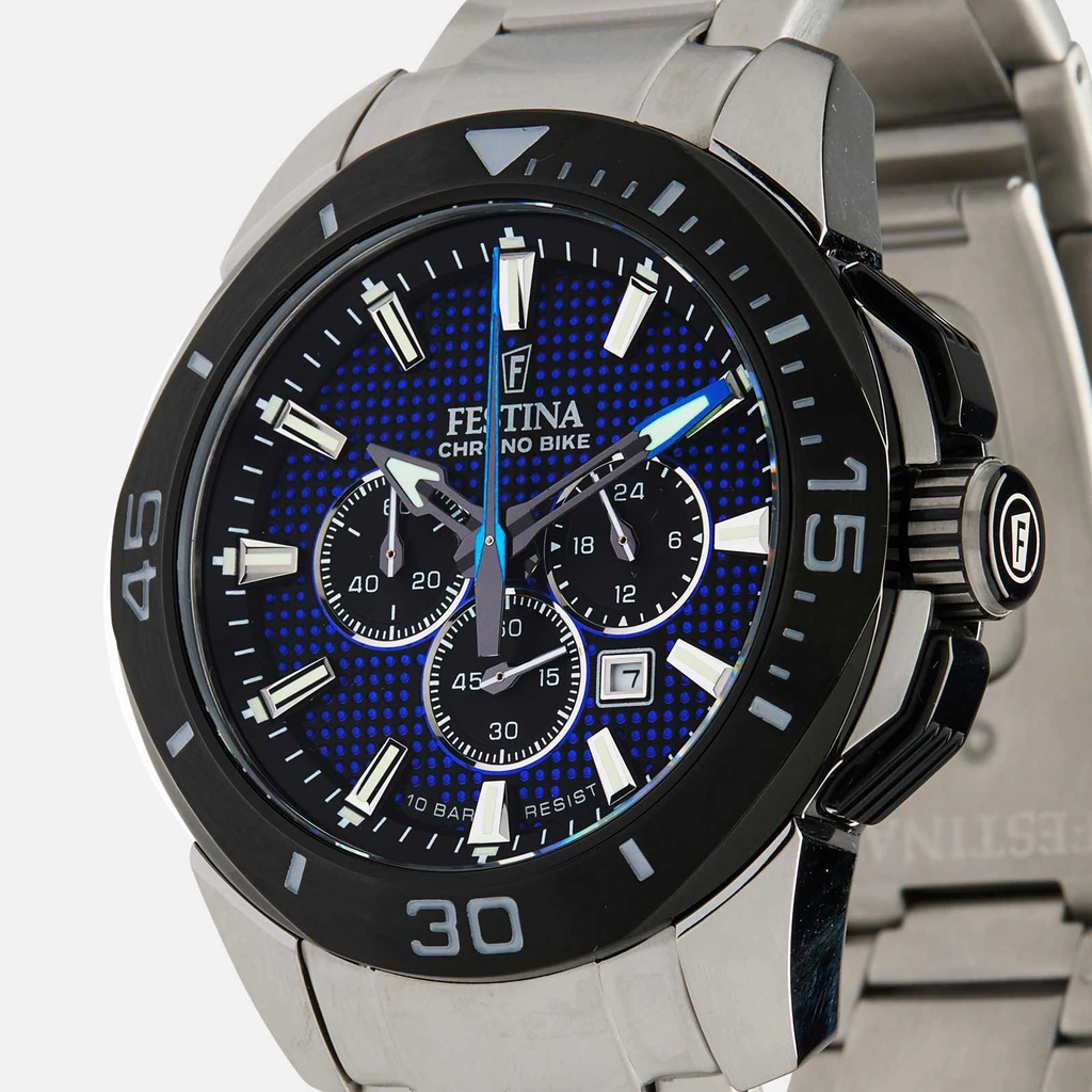 Festina F20641/2 Chrono Bike - herrklocka, stål/blå,  47mm