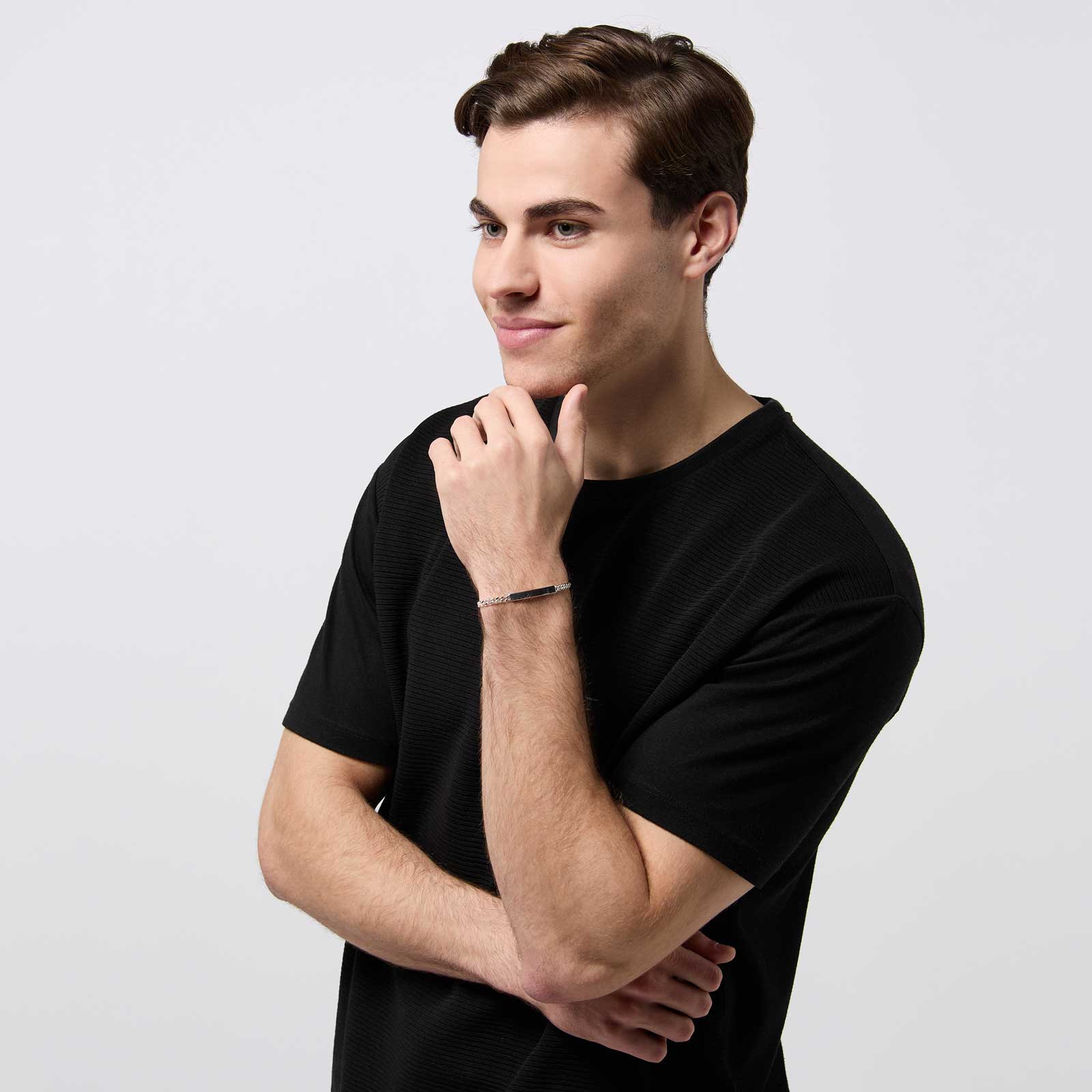 Silverarmband herr - kedja & gravyrbricka 5mm