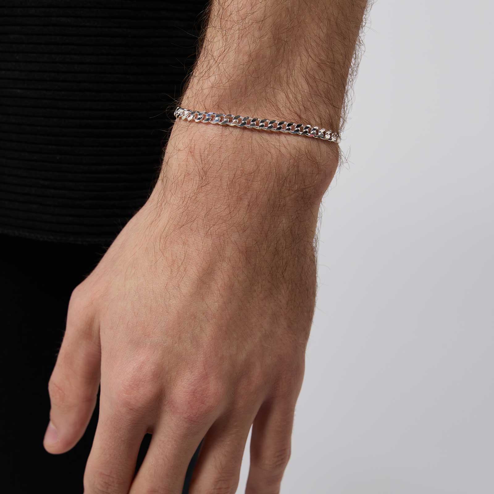 Silverarmband herr - pansarlänk 4mm