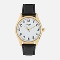 Regal herrklocka -  svart band, guldton, vit, 40mm