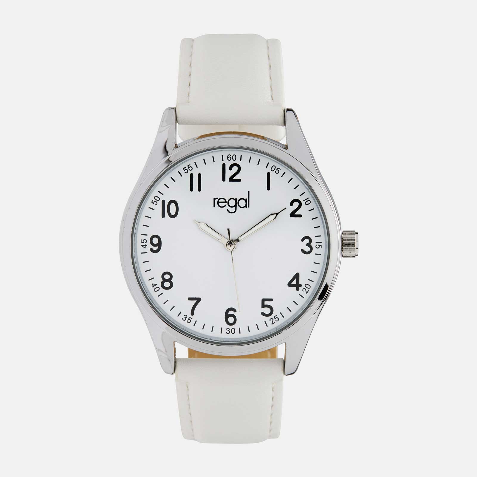 Regal herrklocka -  vitt band, silverton/vit, 40mm