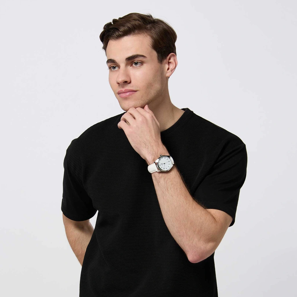 Regal herrklocka -  vitt band, silverton/vit, 40mm