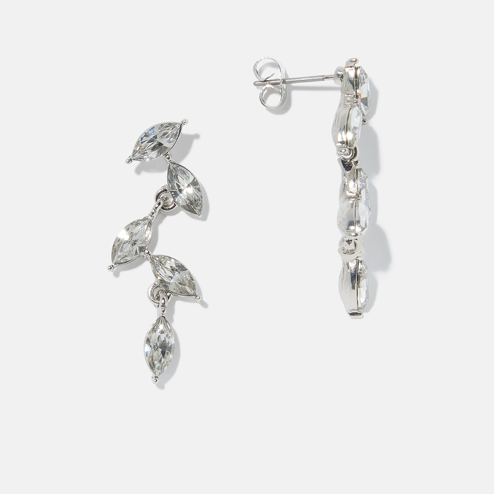 Silverfärgade hängande örhängen, blad