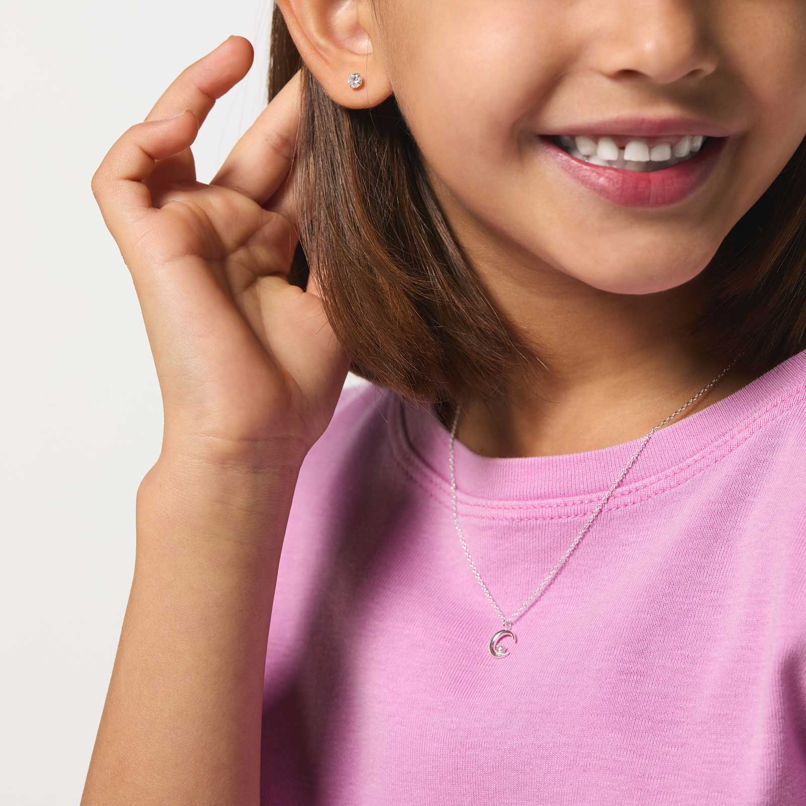 Smyckeset för barn i äkta silver - måne & Kubisk Zirkonia