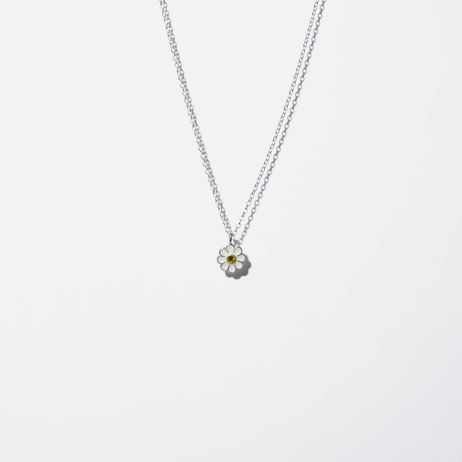 Silverhalsband för barn - vit blomma, 36+2cm