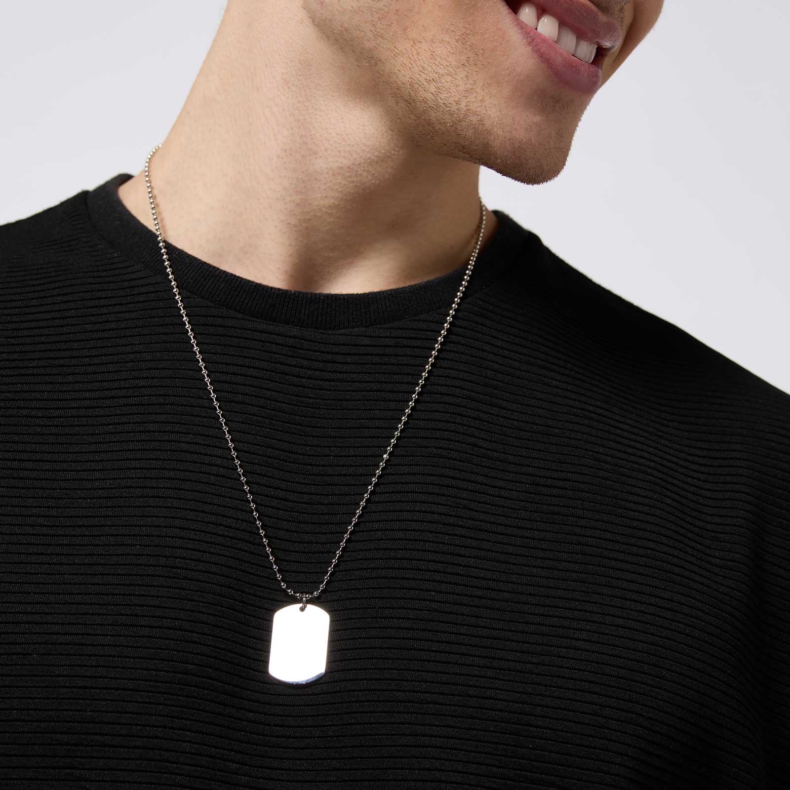 Halsband herr, kulkedja med dog tag