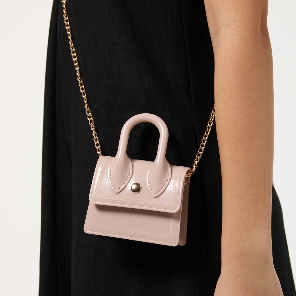 Väska mini, beige lack