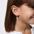 Guldfärgade silverörhängen för barn - hängande vitt hjärta