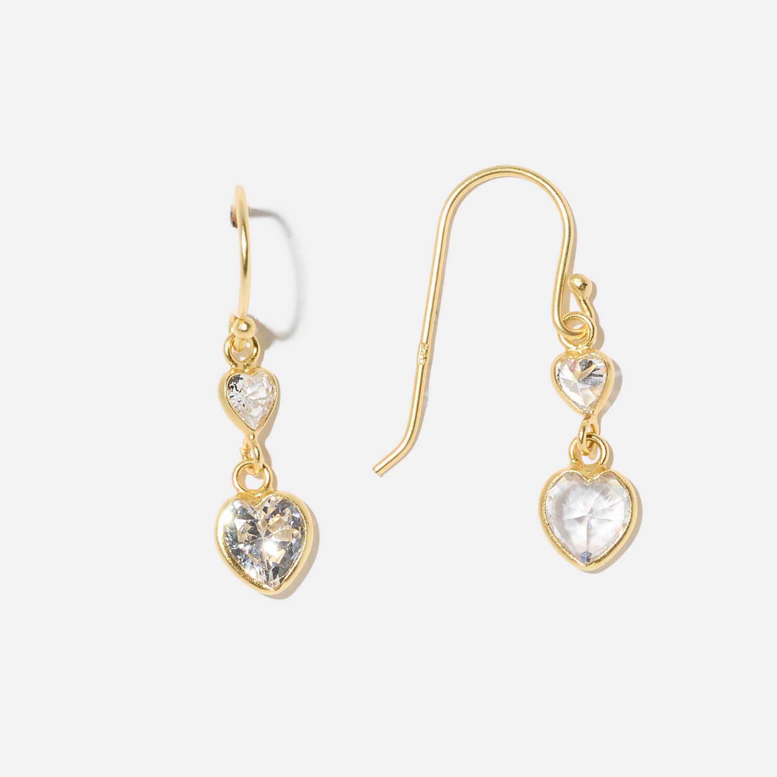 Guldpläterade silverörhängen för barn - hängande vita hjärtan