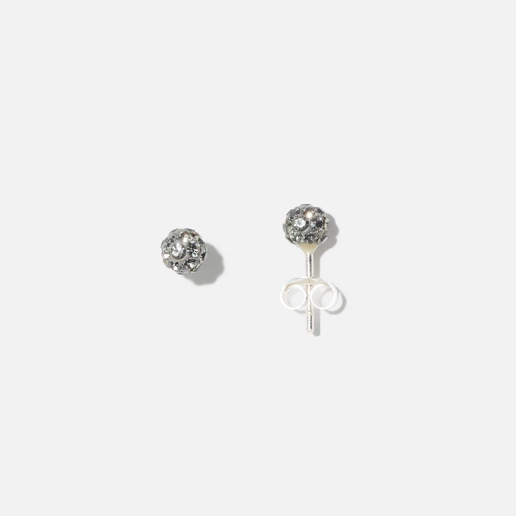 Silverörhängen för barn - grå glitterboll