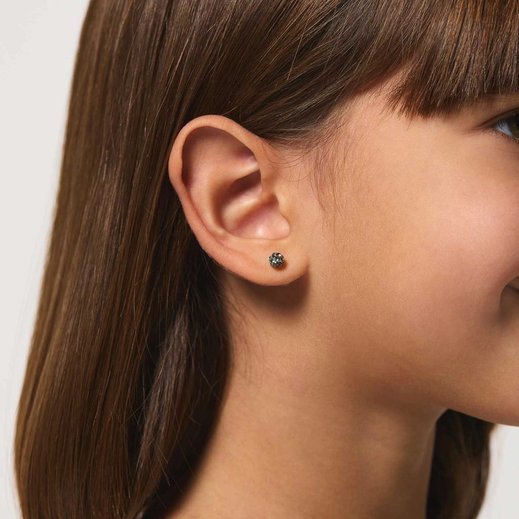 Silverörhängen för barn - grå glitterboll