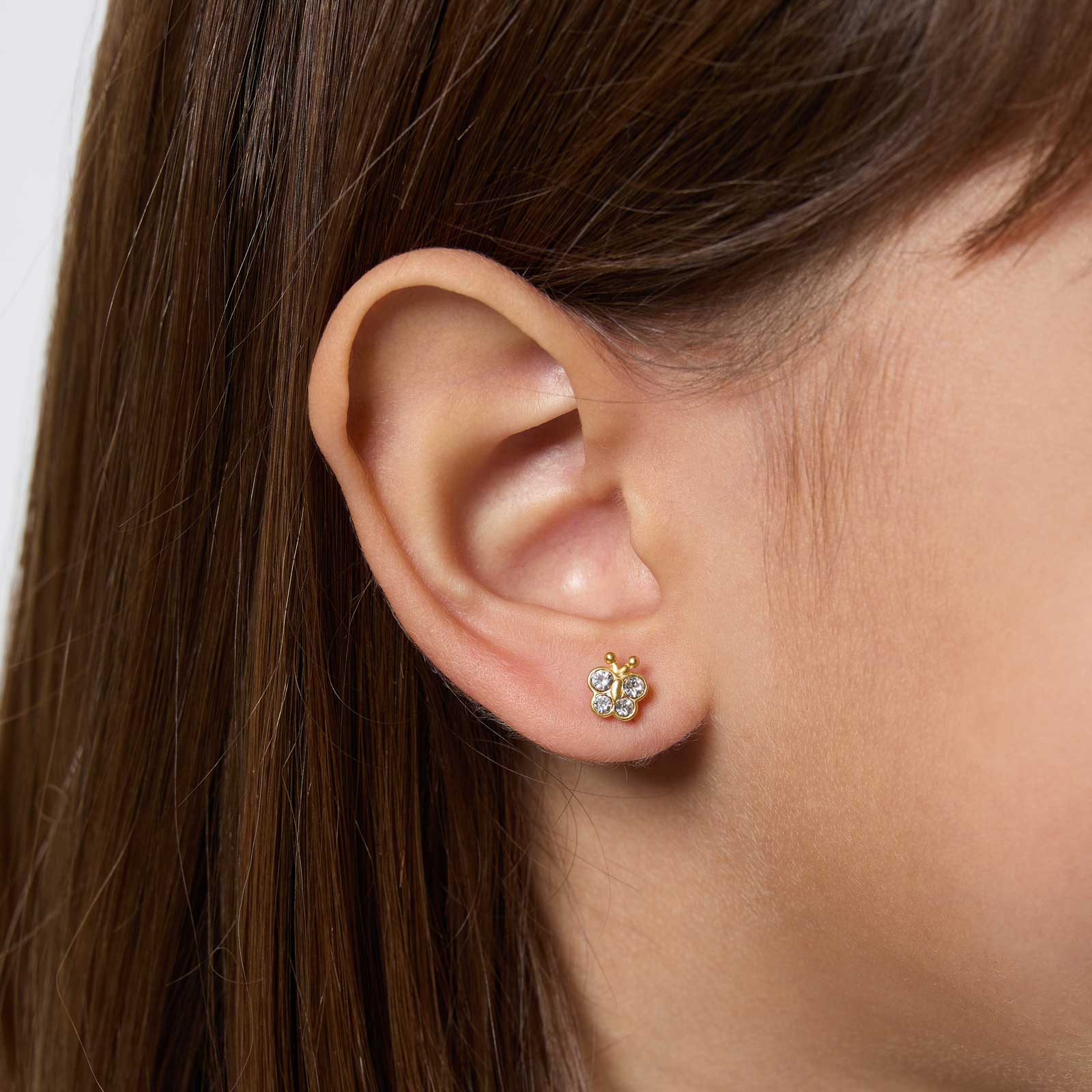 Guldpläterade silverörhängen för barn - fjärilar