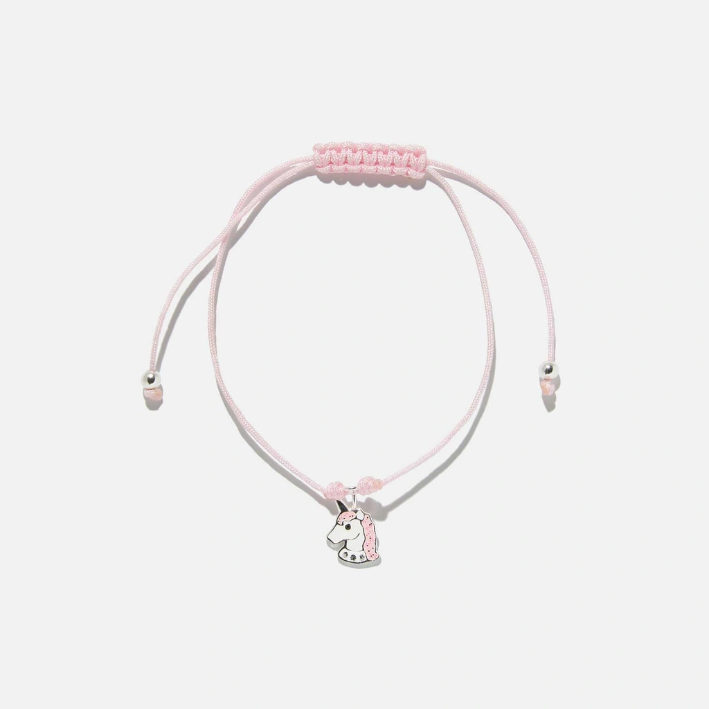 Rosa armband med berlock - enhörning - LML-B05