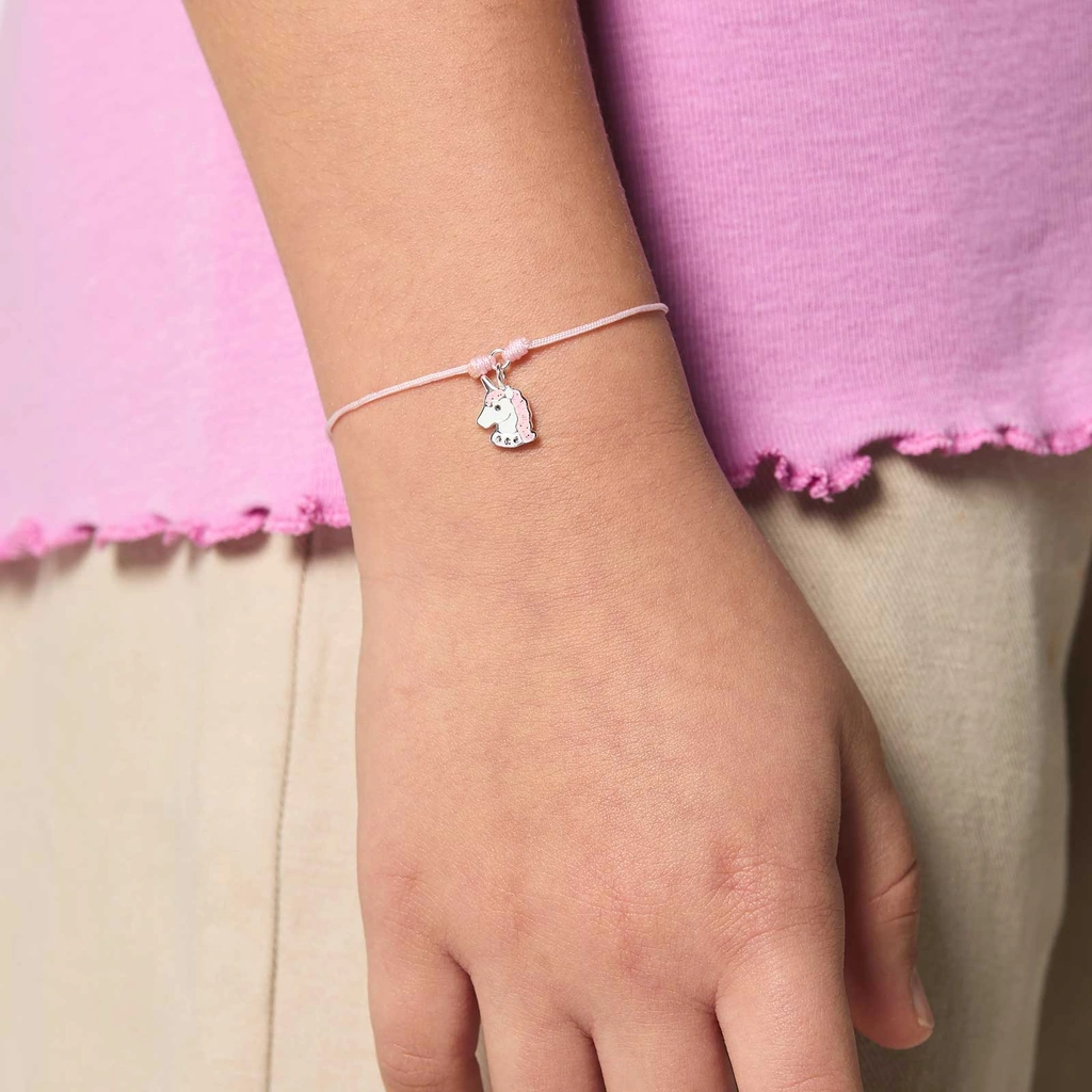 Rosa armband med berlock - enhörning - LML-B05